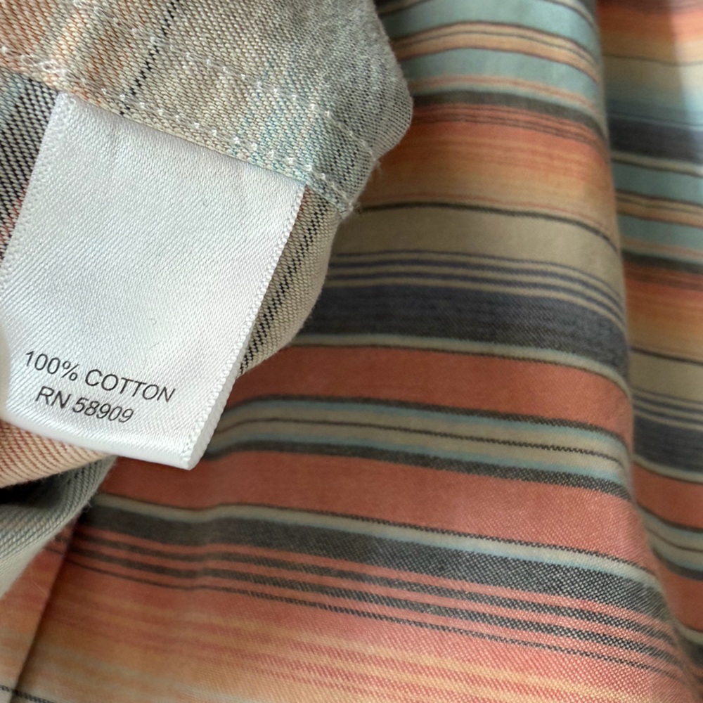 ROWM Men's Short Sleeve Striped Shirt Cotton Multi Color Orange XL zarape print - Picture 6 of 10